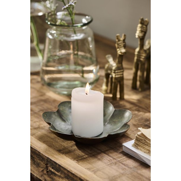 Ib Laursen Stage t/bloklys blomsterformet gr�n patina