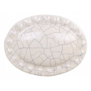 Chic Antique Greb oval m. krakeleret mnster, Antique Hvid