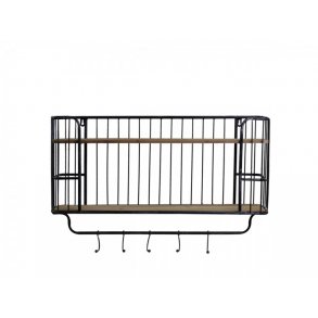 Chic Antique Gl. hylde med 5 Knager, Stor