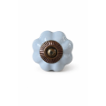 Lundager Keramik Knop, Blomst Gr�/Bl�, Antique Rosette