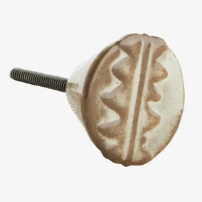 Madam Stoltz Hndmalet Hvid Porceln Knop, Brun