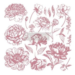 Vintage Paint Decor Clear, Cling Stamps Linear Floral
