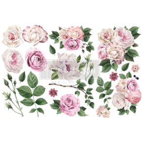 Vintage Paint Redesign decor transfers Delicate Roses, 15,24x30,48 cm