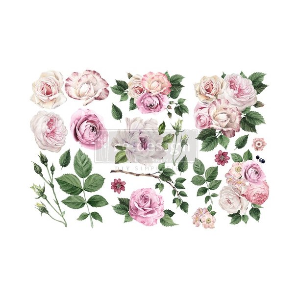 Vintage Paint Redesign decor transfers Delicate Roses, 15,24x30,48 cm