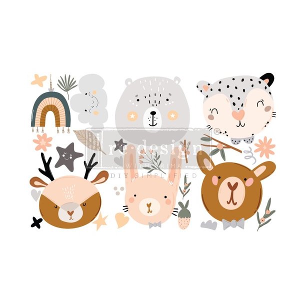 Vintage Paint Redesign decor transfers Boho Critter, 15,24 x 30,48 cm.