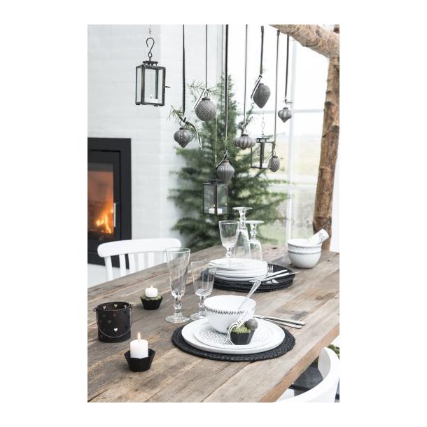 Ib Laursen Rund Dkkeserviet Jute, Sort