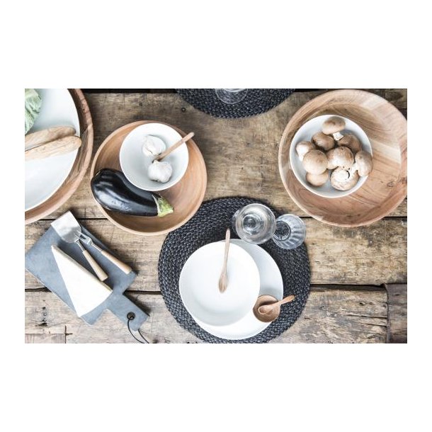 Ib Laursen Rund Dkkeserviet Jute, Sort