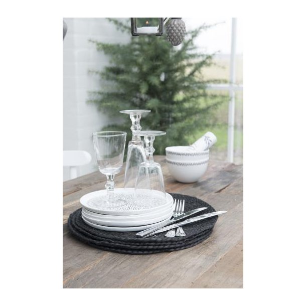 Ib Laursen Rund Dkkeserviet Jute, Sort