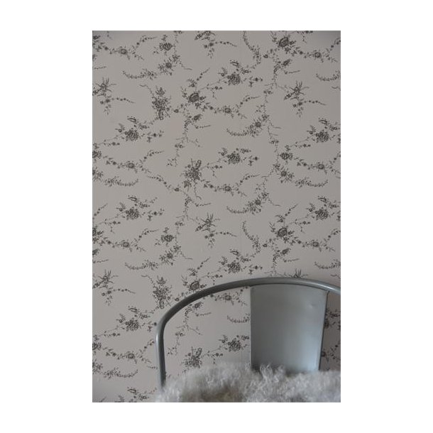 Jeanne d'Arc Living French Grey Blomster Ranke Tapet - 1m