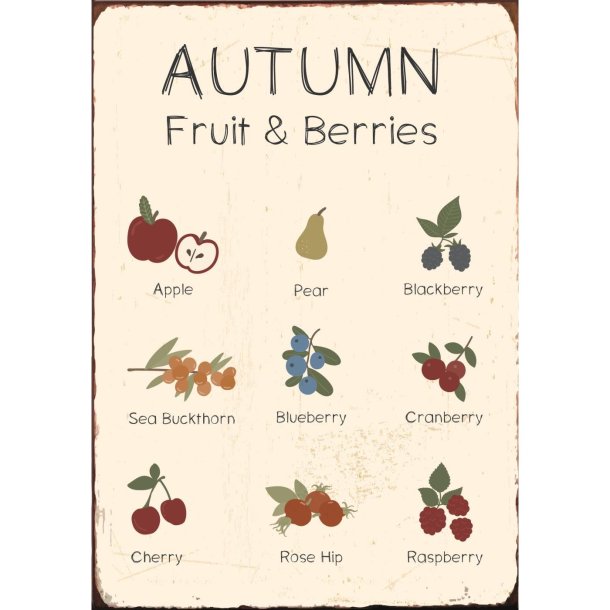 Ib Laursen Metalskilt Autumn Fruit &amp; Berries