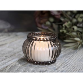 Chic Antique Fyrfadsstage m. riller samt perlekant, Mocca