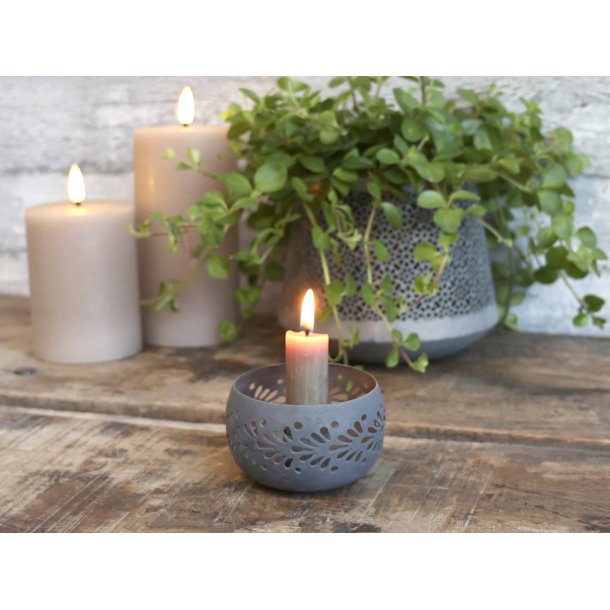 Chic Antique Lysestage m. mnster, Antique Zink