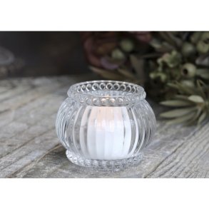 Chic Antique Fyrfadsstage m. riller samt perlekant