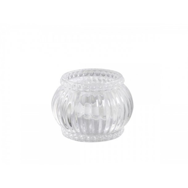 Chic Antique Fyrfadsstage m. riller samt perlekant