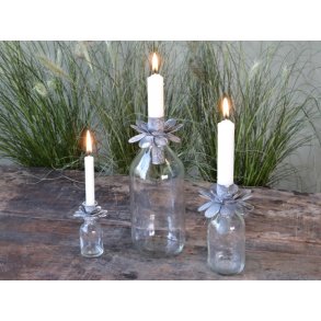 Chic Antique Glasflaske med lysholder til kertelys, H8/4 cm