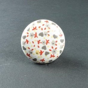 La Finesse Keramik Knop, Hjerter - Blomster