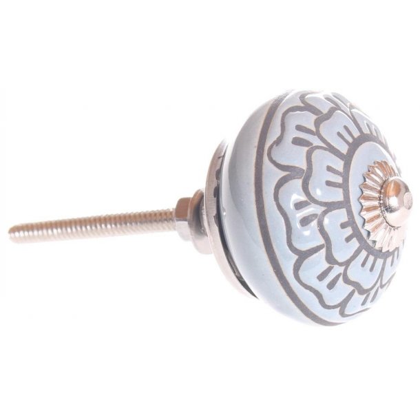 La Finesse Keramik Knop, Bl�gr� Blomst