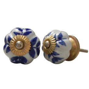 La Finesse Hvid Knop Bl� Blade, Guld