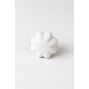 Lundager Keramik Knop, Hvid Kronblad