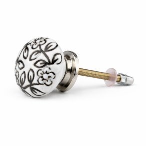 Lundager Hvid Knop Med Sort M�nster 