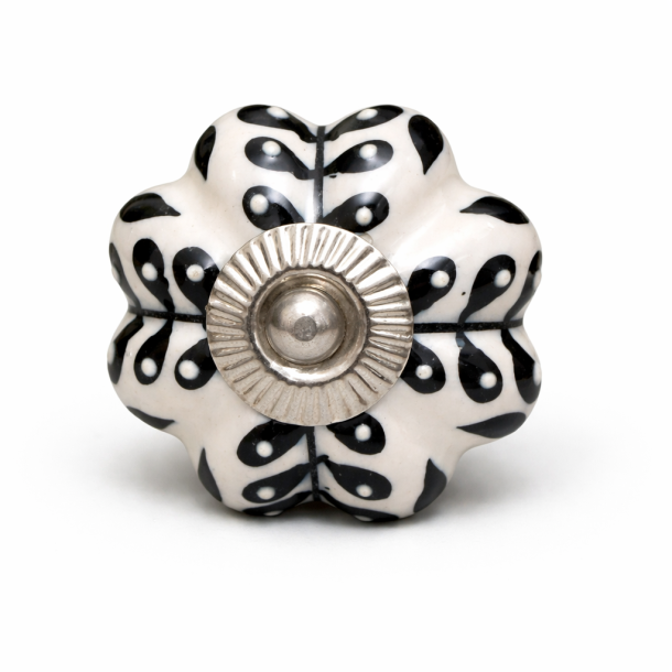 Lundager Hvid Knop Med Sort M�nster