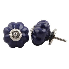 La Finesse Navy Bl� Procel�nsknop, S�lv Rosette