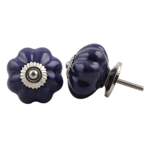La Finesse Navy Bl� Procel�nsknop, S�lv Rosette