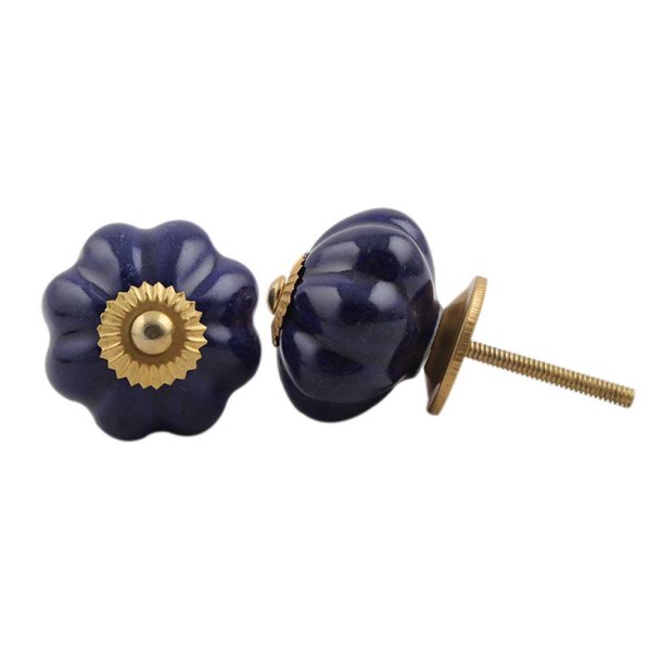 La Finesse Navy Bl� Procel�nsknop, Guld Rosette