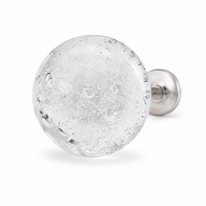 Lundager Glasknop med Boblem�nster og S�lv Roset, 3,8 cm