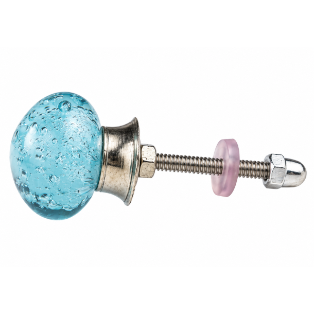 Lundager Glasknop, Bl� Boblem�nster, 3,8 cm