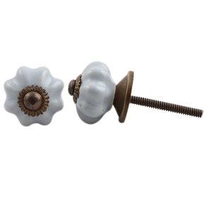 Lundager Lysegr� Procel�nsknop, Antique Rosette