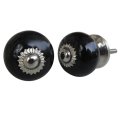 Lundager Rund Keramik Knop sort, 2,8 cm