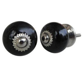 Lundager Rund Keramik Knop sort, 2,8 cm