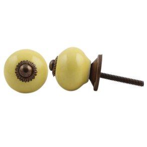 Lundager Rund Keramik Knop Gul, 2,8 cm