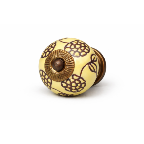 Lundager Greb, Gul Med Store Brune Blomster