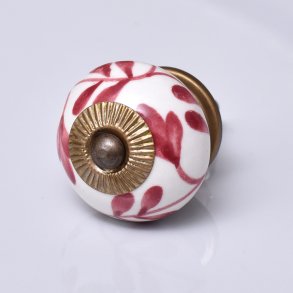 La Finesse Porcel�nsknop, Hvid Og Kirseb�r med Antique Rosette