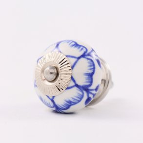 La Finesse, Hvid Knop Med Bl� Sm�rblomst