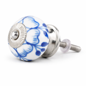 Lundager Hvid Knop Med Bl� Sm�rblomst