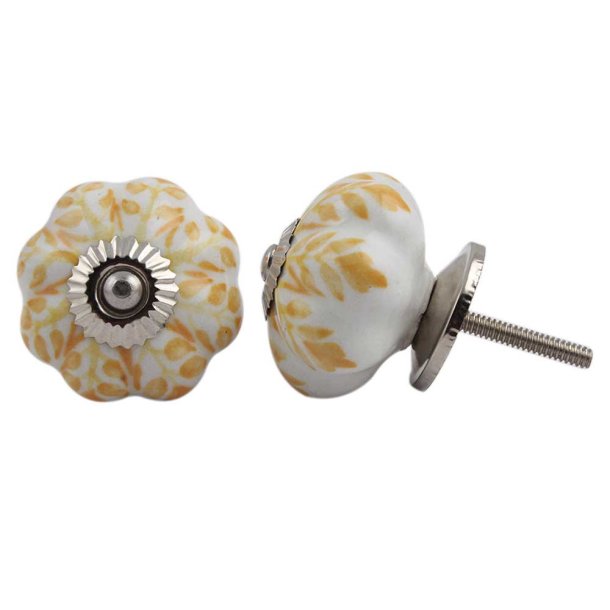 La Finesse Hvid Knop Mustard Blad M�nster