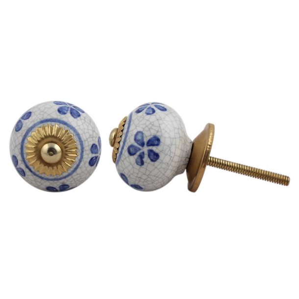 La Finesse Hvid Knop Bl� Blomst, Guld