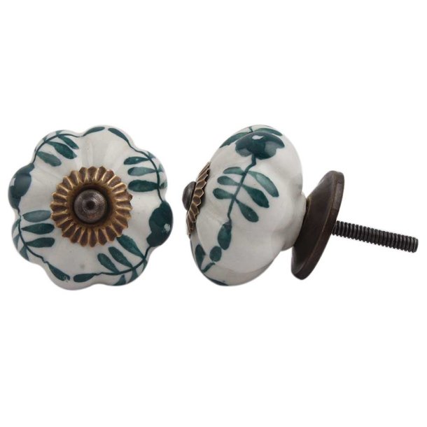  La Finesse Hvid Knop Gr�n Blad, Antique