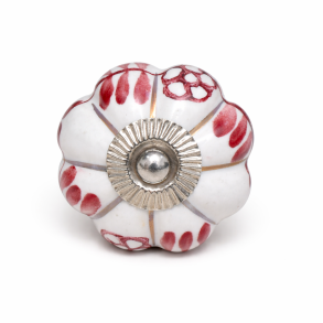 La Finesse Hvid Knop Striber R�dt M�nster, S�lv