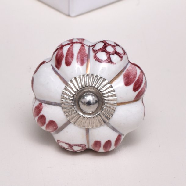 La Finesse Hvid Knop Striber R�dt M�nster, S�lv