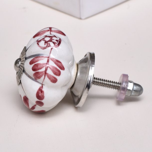 La Finesse Hvid Knop Striber R�dt M�nster, S�lv