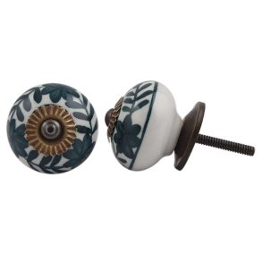 La Finesse Hvid Knop M�rke Gr�nt Blad M�nster, Antique