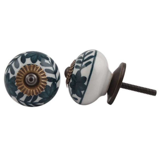 La Finesse Hvid Knop M�rke Gr�nt Blad M�nster, Antique