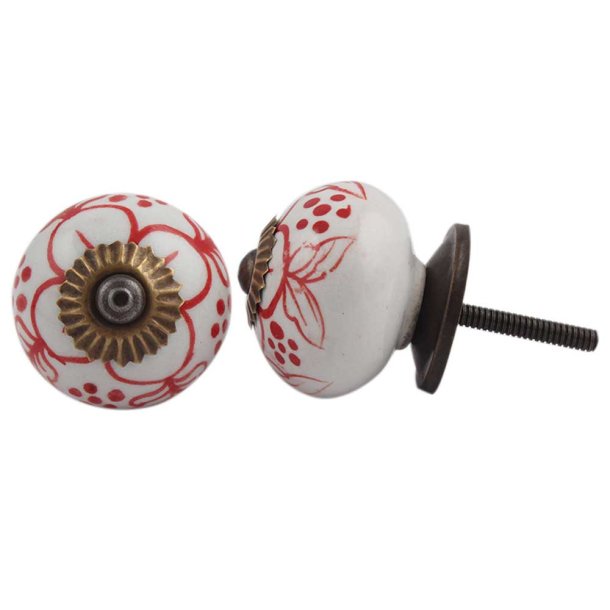 La Finesse Hvid Knop R�d Blomst, Antique