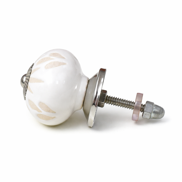  Lundager Hvid Knop, Creme M�nster