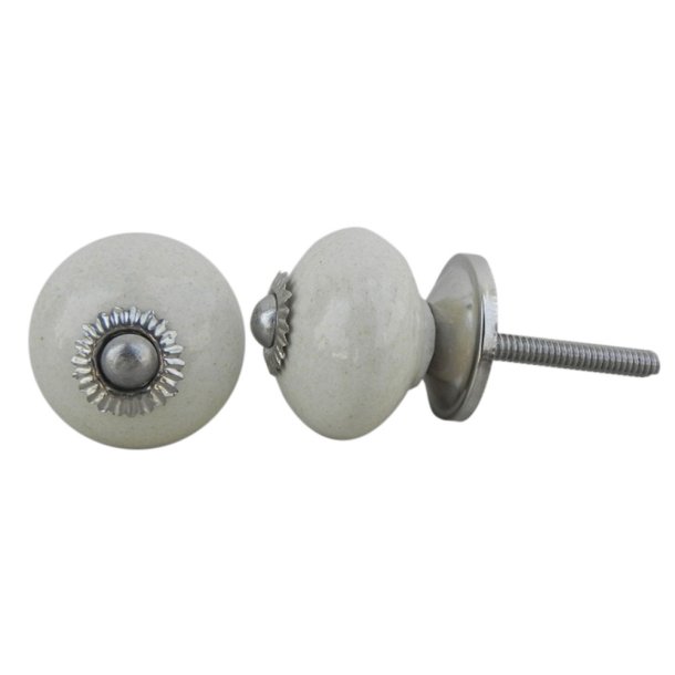 Lundager Rund Keramik Knop Creme, 2,5 cm