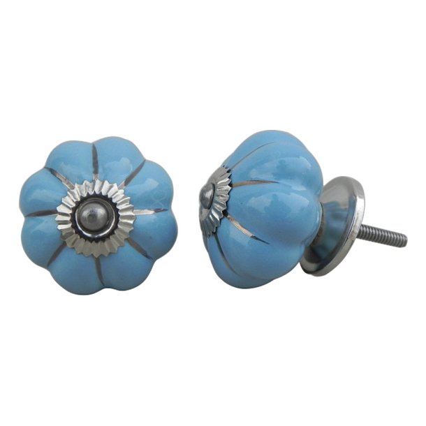 La Finesse Lysebl� Knop Med S�lv Striber